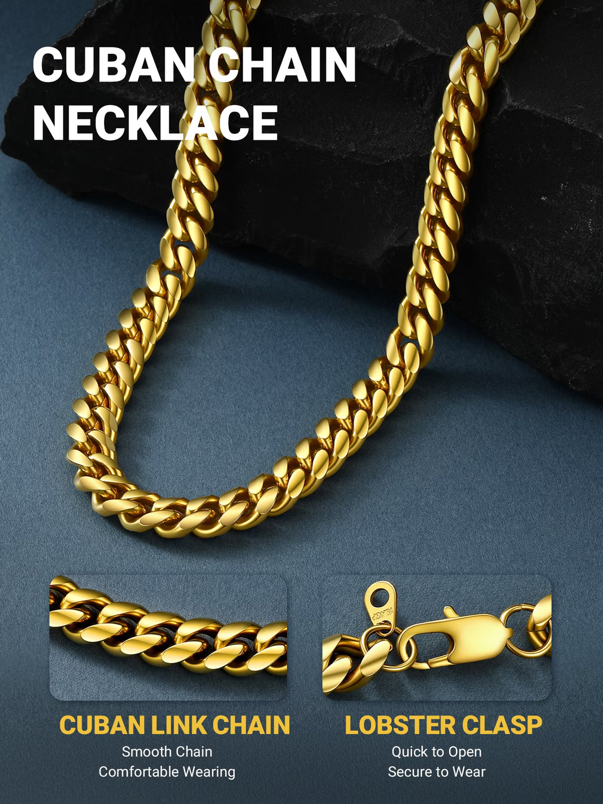 14K Gold Plated Cuban Chain for Men Curb Necklace 10Mm Thick Birthday Valentines Father Day Jewelry Gifts for Husband Dad 14 Inch