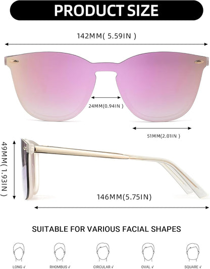 Rimless Mirrored Sunglasses for Men Women One Piece Reflective