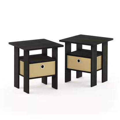Home Living Espresso Storage End Table (Set of 2)