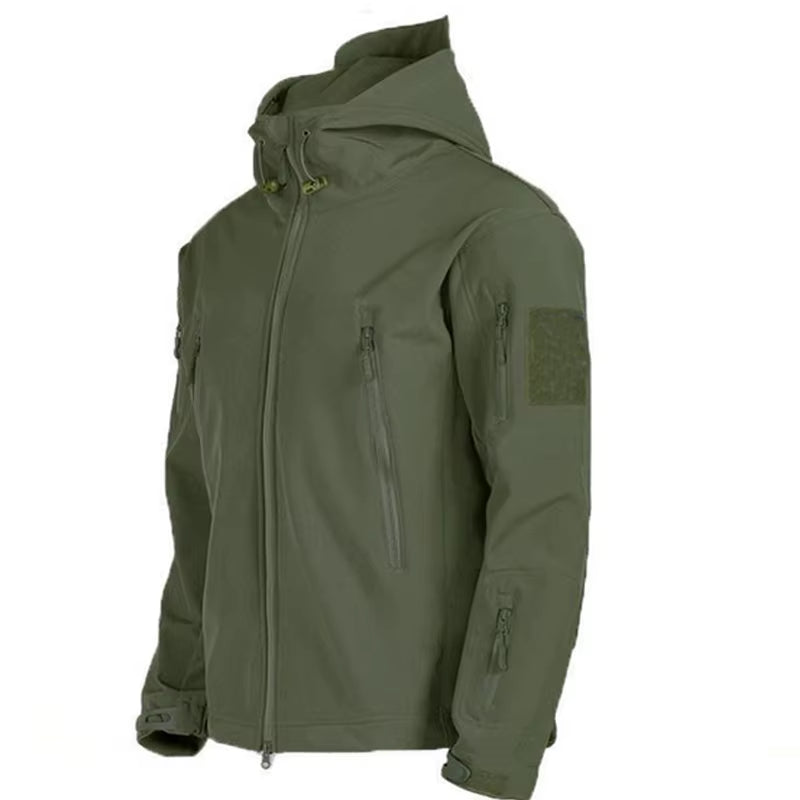 Winter Autumn Tactical Jackets Elastic Men Fleece Waterproof Suits Fishing Warm Hiking Camping Tracksuits Set Hood Coat S-5XL