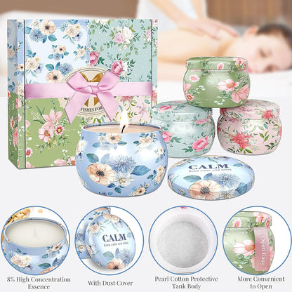Scented Candle Set, 17.6 Oz, 4 Pack Soy Wax Candles for Home &amp; Travel