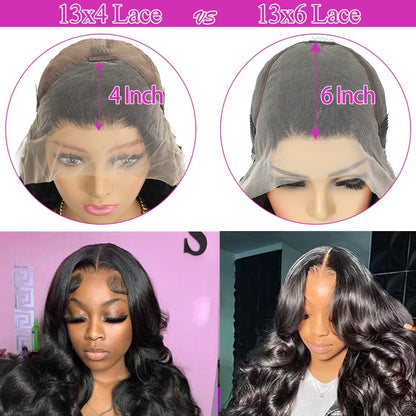 Body Wave Lace Front Wigs Human Hair 13X6 HD Lace Frontal Wigs Human Hair 200% Density Pre Plucked Glueless Wigs for Women Natural Color 20 Inch