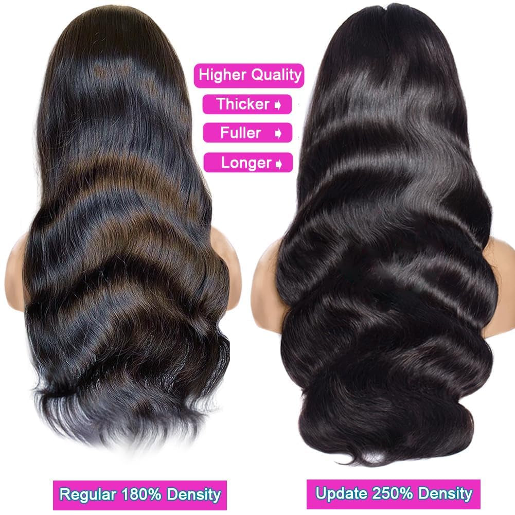 13X6 Body Wave Lace Front Wigs Human Hair 30 Inch HD Transparent 220% Density Glueless Wigs Human Hair Pre Plucked with Baby Hair for Black Women