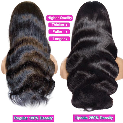 13X6 Body Wave Lace Front Wigs Human Hair 30 Inch HD Transparent 220% Density Glueless Wigs Human Hair Pre Plucked with Baby Hair for Black Women
