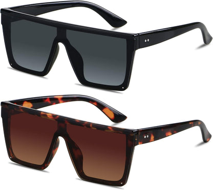 Square Oversized Sunglasses for Women Men Big Flat Top