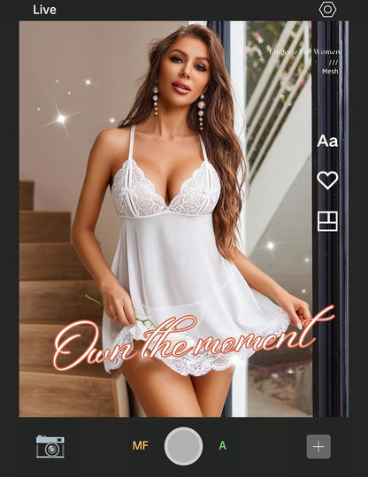 Lingerie for Women Sheer Babydoll Dress Sexy Lace Nightgowns