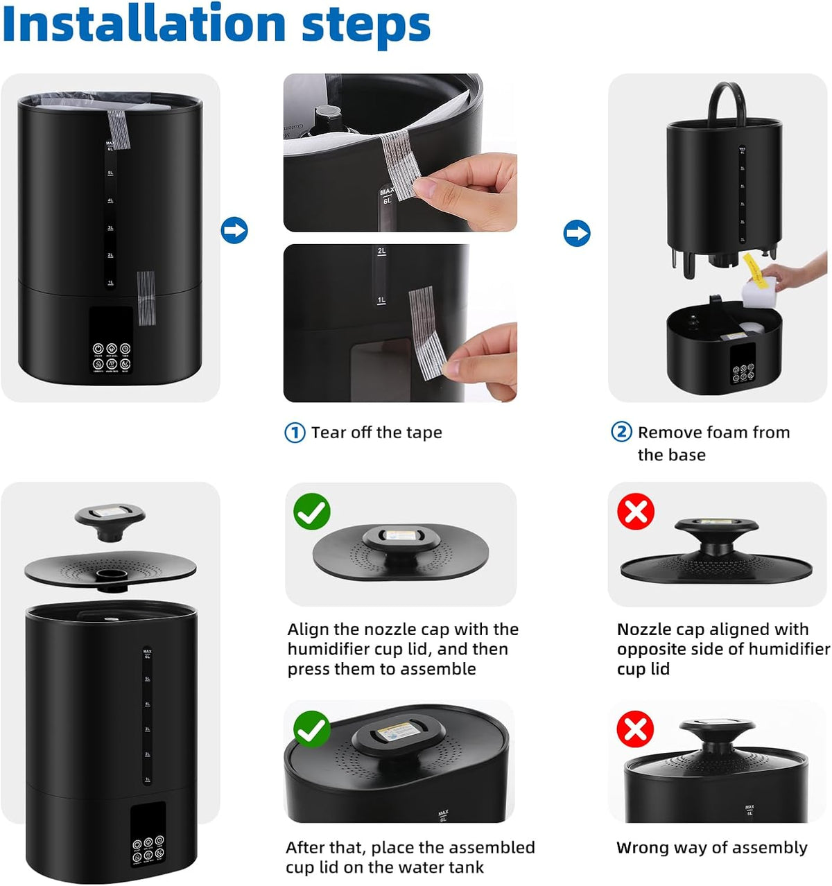 6L Warm &amp; Cool Mist Humidifiers for Bedroom,Large Room,Plants