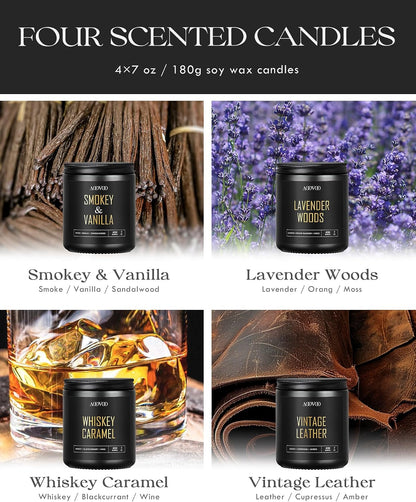 Scented Candles for Men - 4 Pack Candles for Home Scented