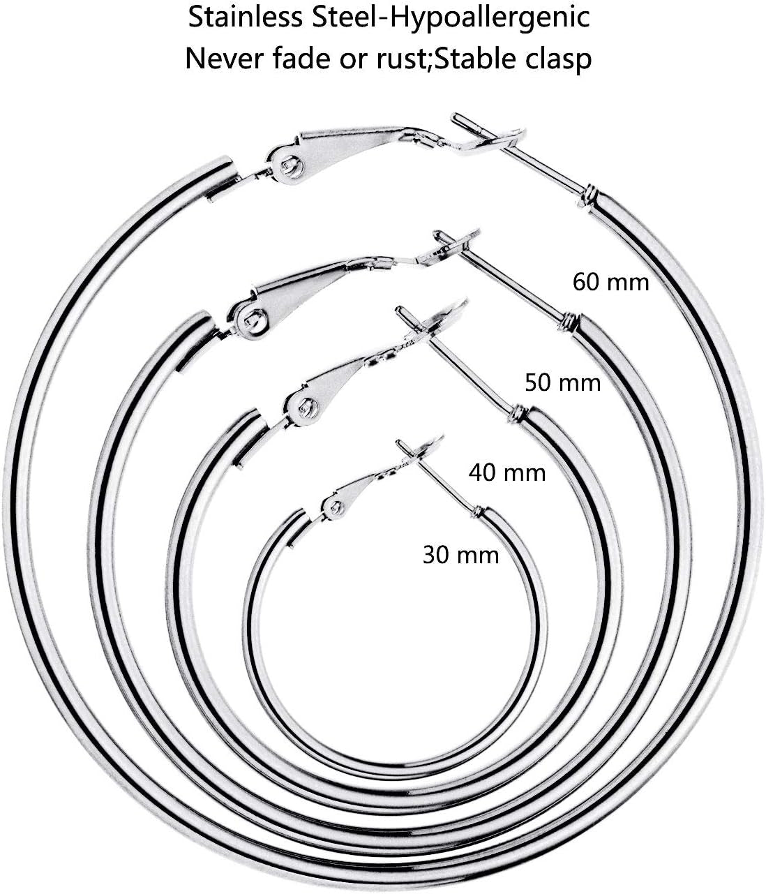 5/12 Pairs Gold Silver Plated Hoop Earrings for Women, Hypoallergenic Stainless Steel Hoops Earrings Set, Lightweight Large Small Hoops Women Earrings Loop Earrings Set