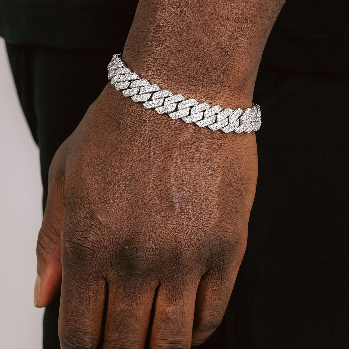 Mens Silver Gold Cuban Link Chain for Men Women Diamond Necklace Chain Iced Out Chain Miami Cuban Link Bracelet Men Hip Hop Jewelry for Men and Women Jewelry Gift
