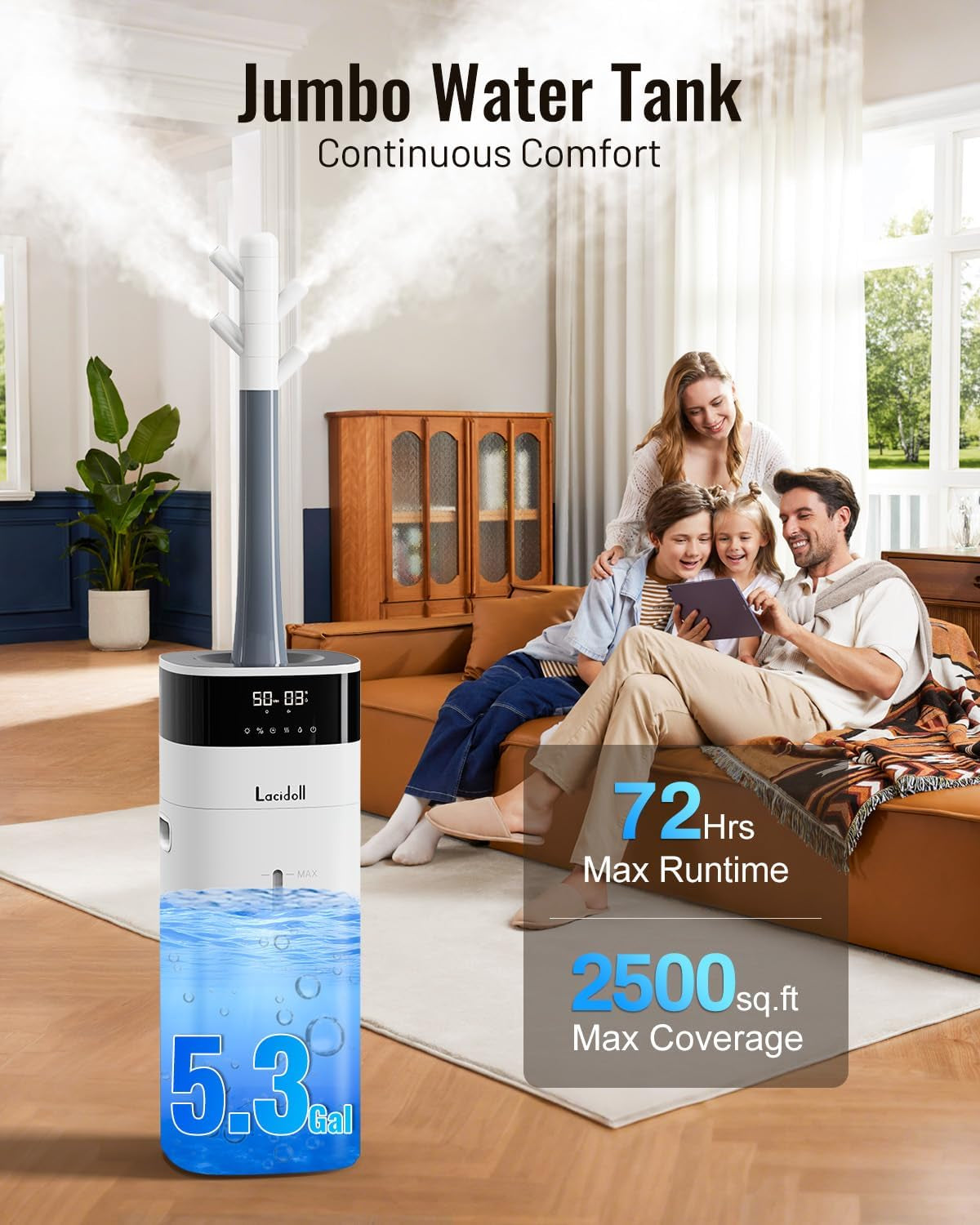 Cool and Warm Mist Humidifier Large Room, 5.3Gal/20L