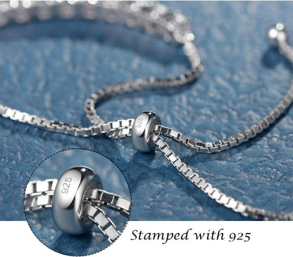 Birthstone Bracelet Jewelry for Women Sterling Silver Tennis Bracelet Classic Bolo Adjustable Chain Fine Jewelry Anniversary Birthday Gifts for Women Mom Wife Her