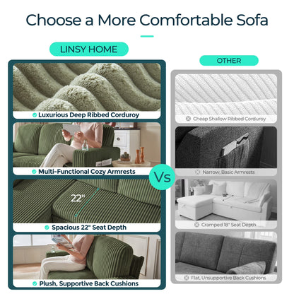 3 Seaterss Sectional Couches for Living Room, Sofa Bed with Storage Seat, Pull Out Couch Bed with Storage Ottoman, Dark Green