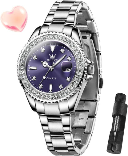 Watches for Women Luxury Diamond with Date Analog Quartz Female Watch