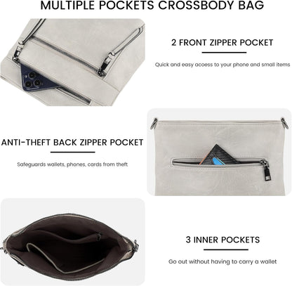 Medium Crossbody Bags for Women, PU Leather Travel Crossbody Purses