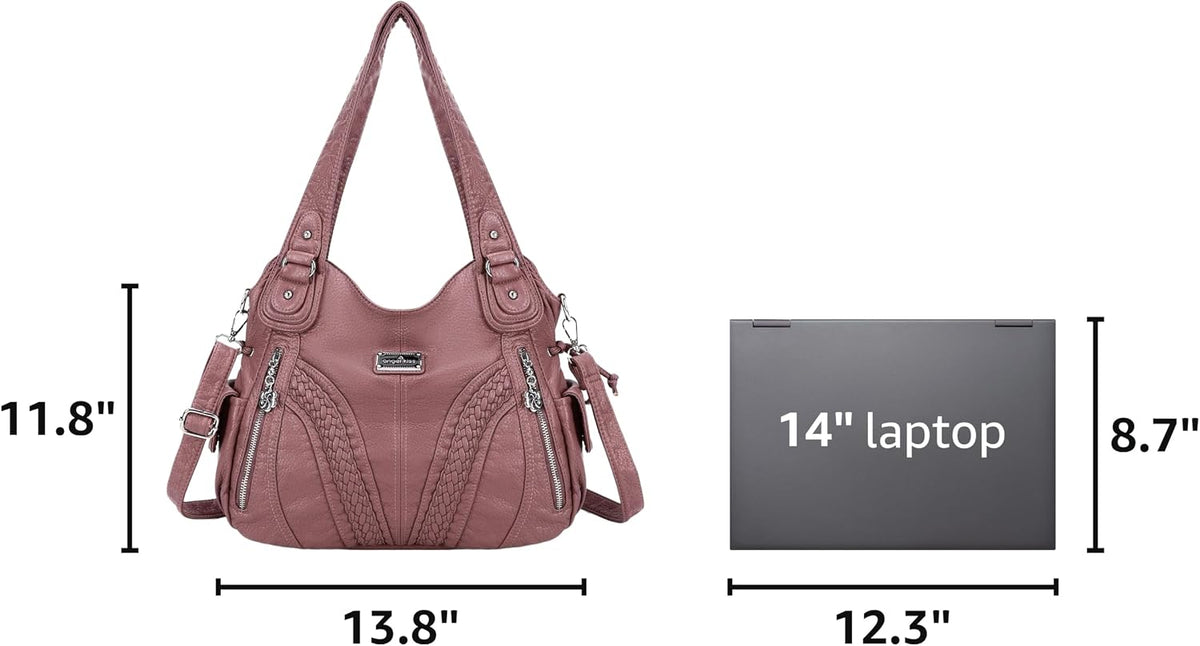Purses and Handbags Women Fashion Tote Bag Shoulder Bags Top Handle Satchel Purses Washed Synthetic Leather Handbag