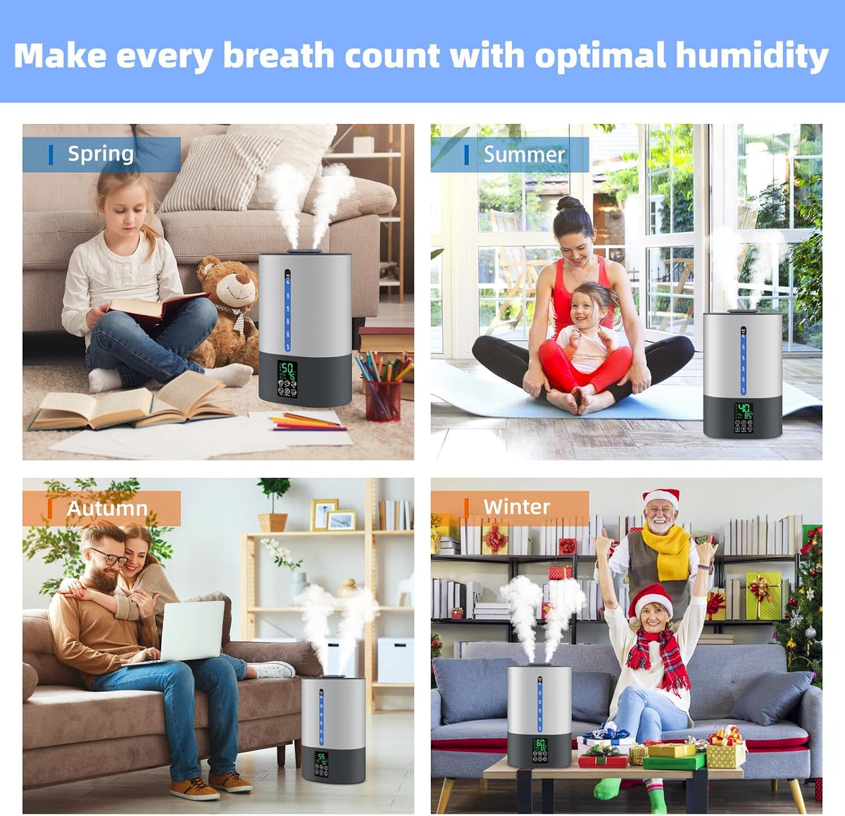 6L Warm &amp; Cool Mist Humidifiers for Bedroom,Large Room,Plants