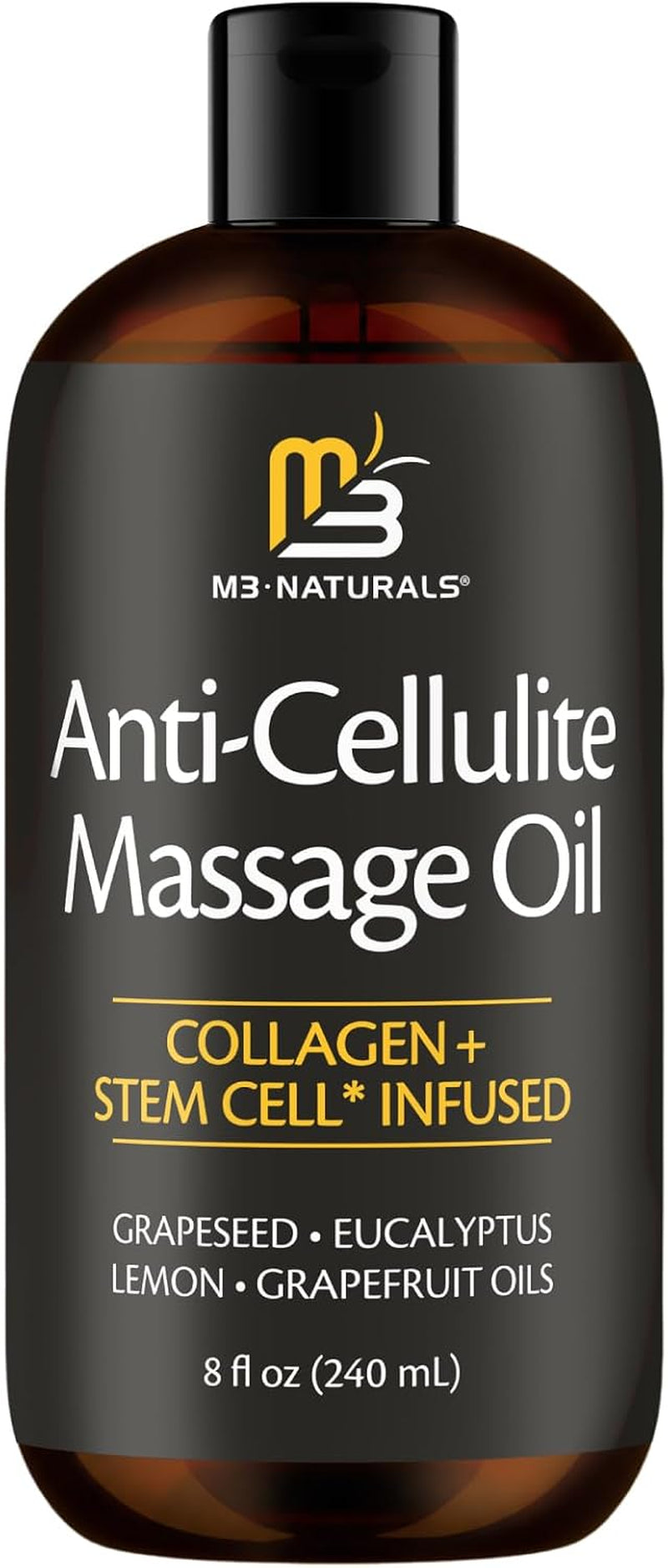 Anti Cellulite Massage Oil &amp; Lymphatic Drainage Massager Kit, 8 Fl Oz by M3