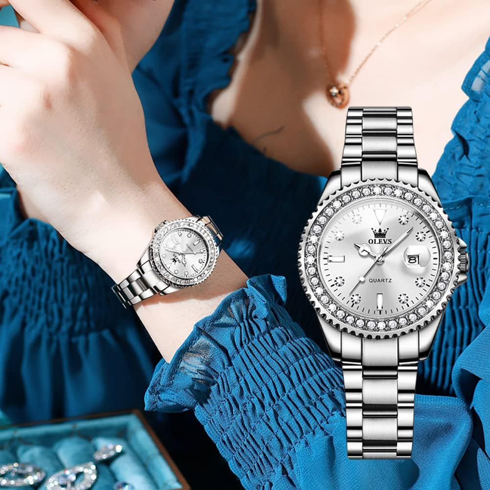 Watches for Women Luxury Diamond with Date Analog Quartz Female Watch