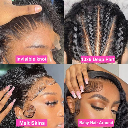 13X6 Curly Lace Front Wigs Human Hair Pre Plucked Brazilian Curly Wigs Human Hair for Women 200% Density 18 Inch
