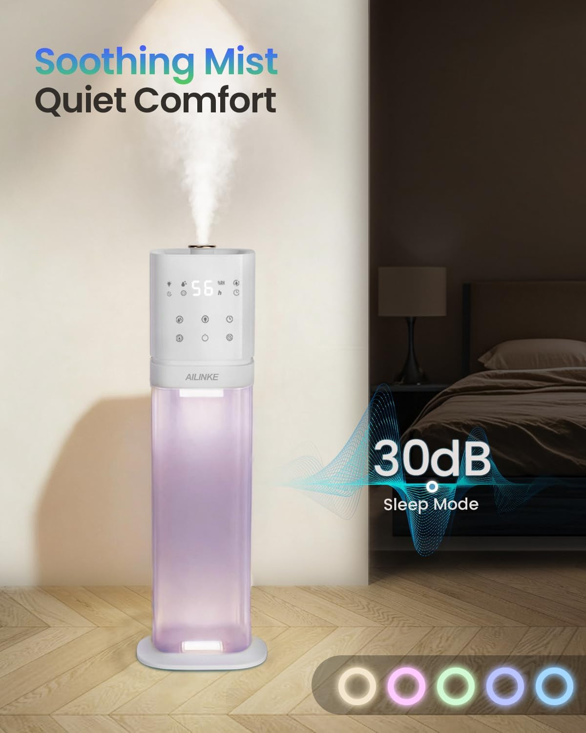 Humidifiers for Bedroom 2.1Gal/8L, Smart Humidifier for Large Room