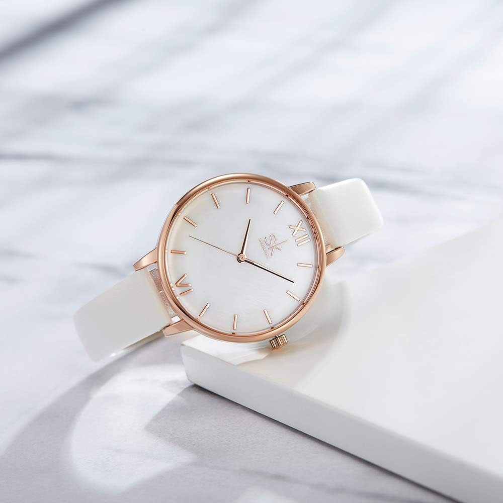 Creative Simplicity Women Watch Genuine Leather Elegant Women Watches Ladies Business Wristwatch(Black)
