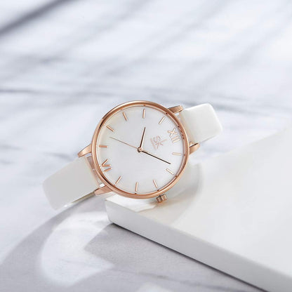Creative Simplicity Women Watch Genuine Leather Elegant Women Watches Ladies Business Wristwatch(Black)
