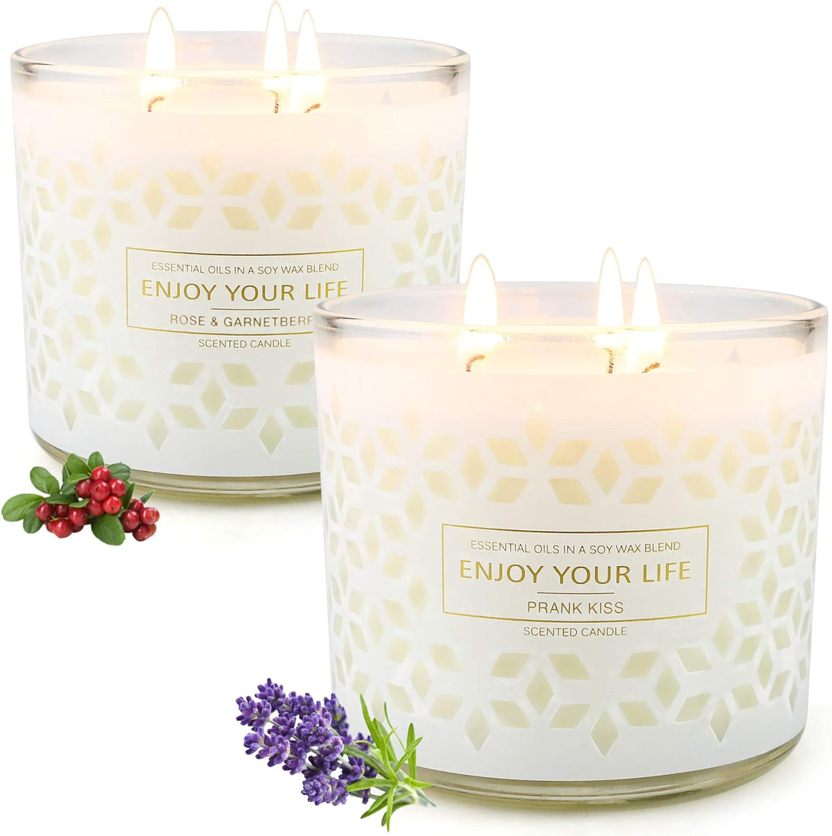 Scented Jar Candles for Home,3 Wick Aromatherapy Large Candles,250 Hours 29 Oz Soy Wax Lavender Stress Relief Candles Mother&