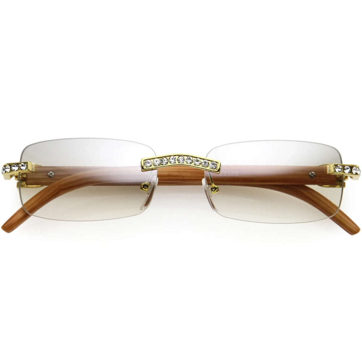 Sunglasses Men Elegant Tinted Clear Wood Buff Glasses Unique Square Rimless New
