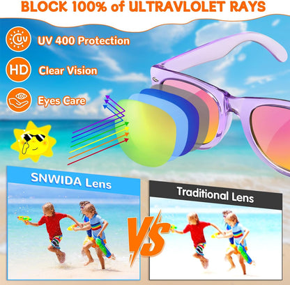 Party Favors Kids Sunglasses Bulk - 16 Packs Neon Sunglasses for Kid Age 3-8, UV400 Protection Party Sunglasses Goodie Bags Stuffers for Kids Birthday Party Supply, End of the Year Gifts for Students