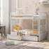 Boden Twin over Twin Bunk Bed with Drawers, Twin Bunk Beds, Convertible Platform Beds, Wooden Beds Frame with Storage Drawers, No Box Spring Needed, Space Saving for Small Apartment, White