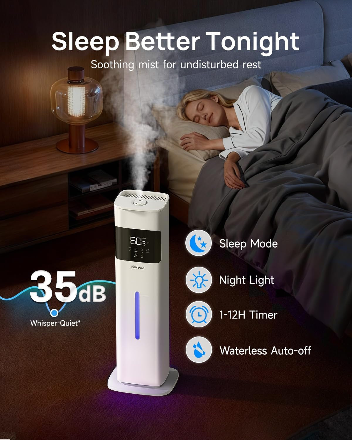 Warm &amp; Cool Mist Humidifiers for Bedroom, 8L Humidifier Large Room