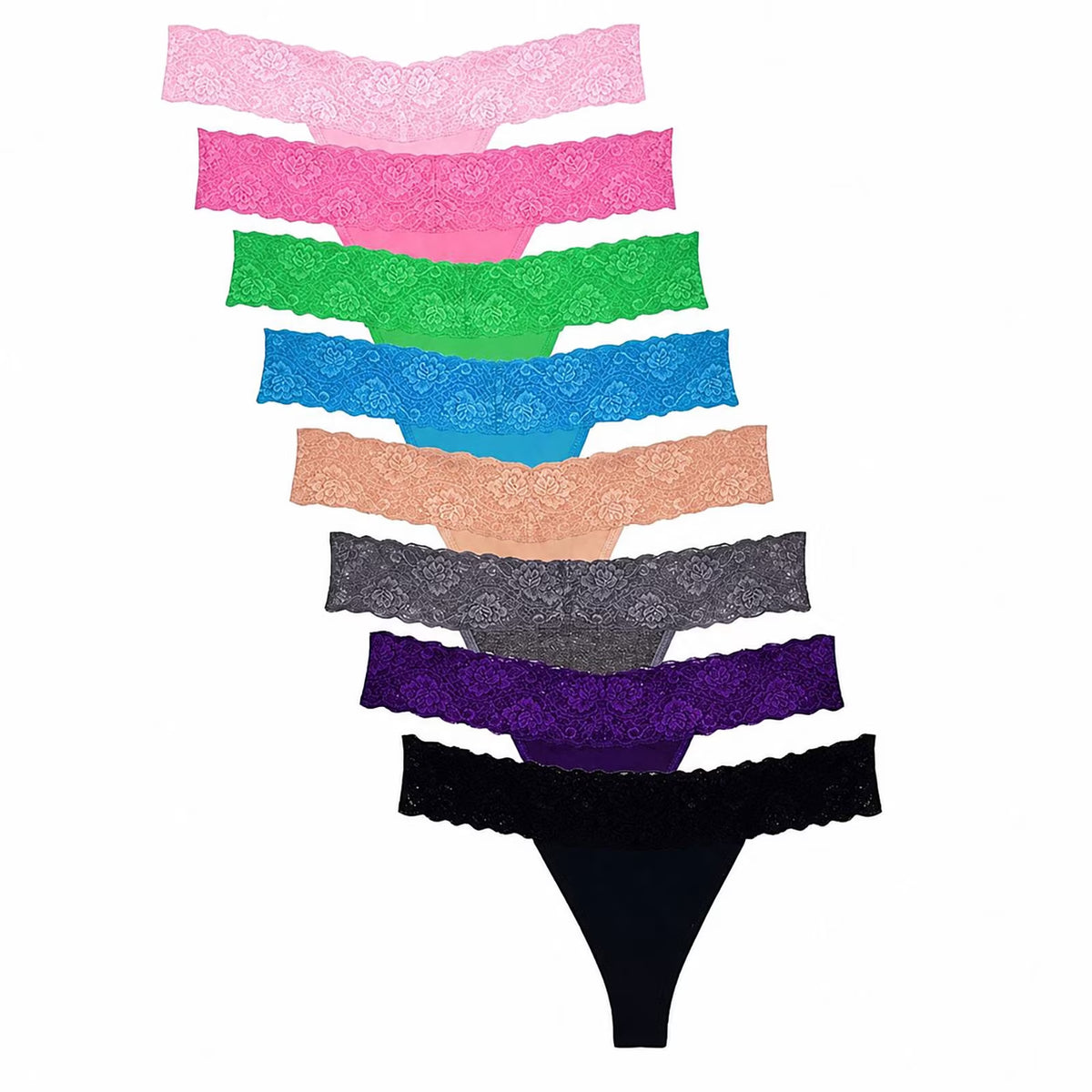 Sexy Lace Thongs for Women Thong Underwear Women Lace T-Back Panties Women Underwear Cotton Thongs Cheeky,8 Pack