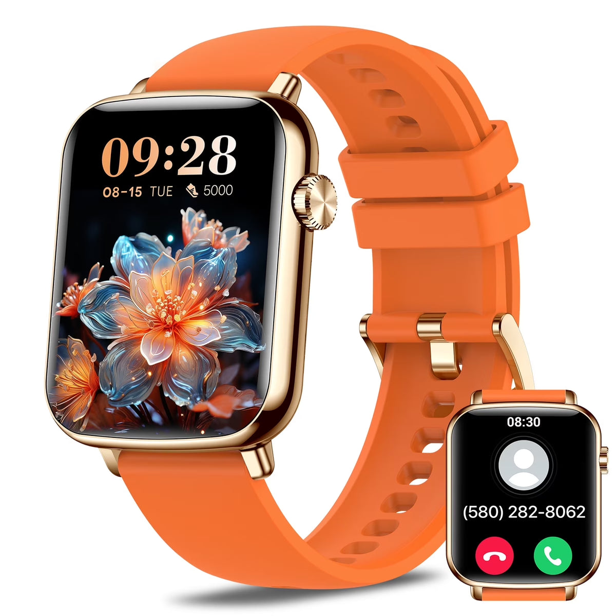 Smart Watches for Men/Women (Answer/Make Calls),Fashionable Sports Watch,Orange