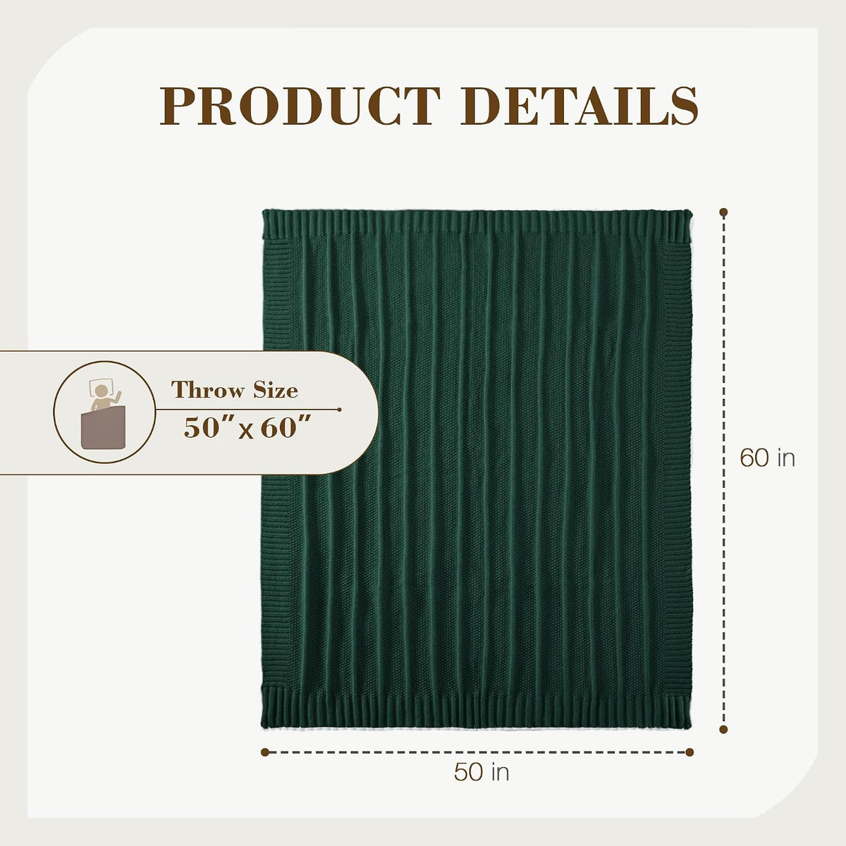 Knit Throw Blanket for Couch 50X60 Stripe Cable Knitted Throws