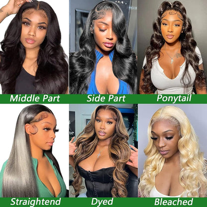 13X6 Lace Front Wigs Human Hair 180 Density HD Lace Body Wave Wig