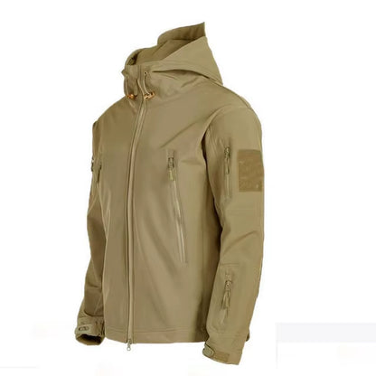Winter Autumn Tactical Jackets Elastic Men Fleece Waterproof Suits Fishing Warm Hiking Camping Tracksuits Set Hood Coat S-5XL