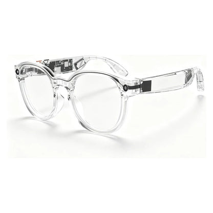 AI Smart Glasses Pink Transparent Frame 8MP Camera 1080P HD Video Recording