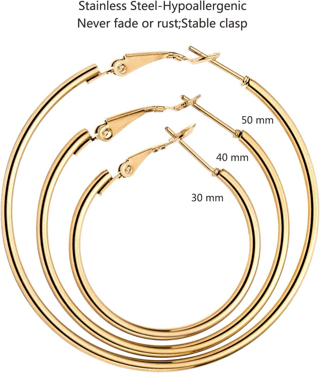 5/12 Pairs Gold Silver Plated Hoop Earrings for Women, Hypoallergenic Stainless Steel Hoops Earrings Set, Lightweight Large Small Hoops Women Earrings Loop Earrings Set