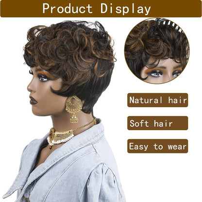 Short Pixie Cut Wigs for Black Women Pixie Cut Wigs with Bangs
