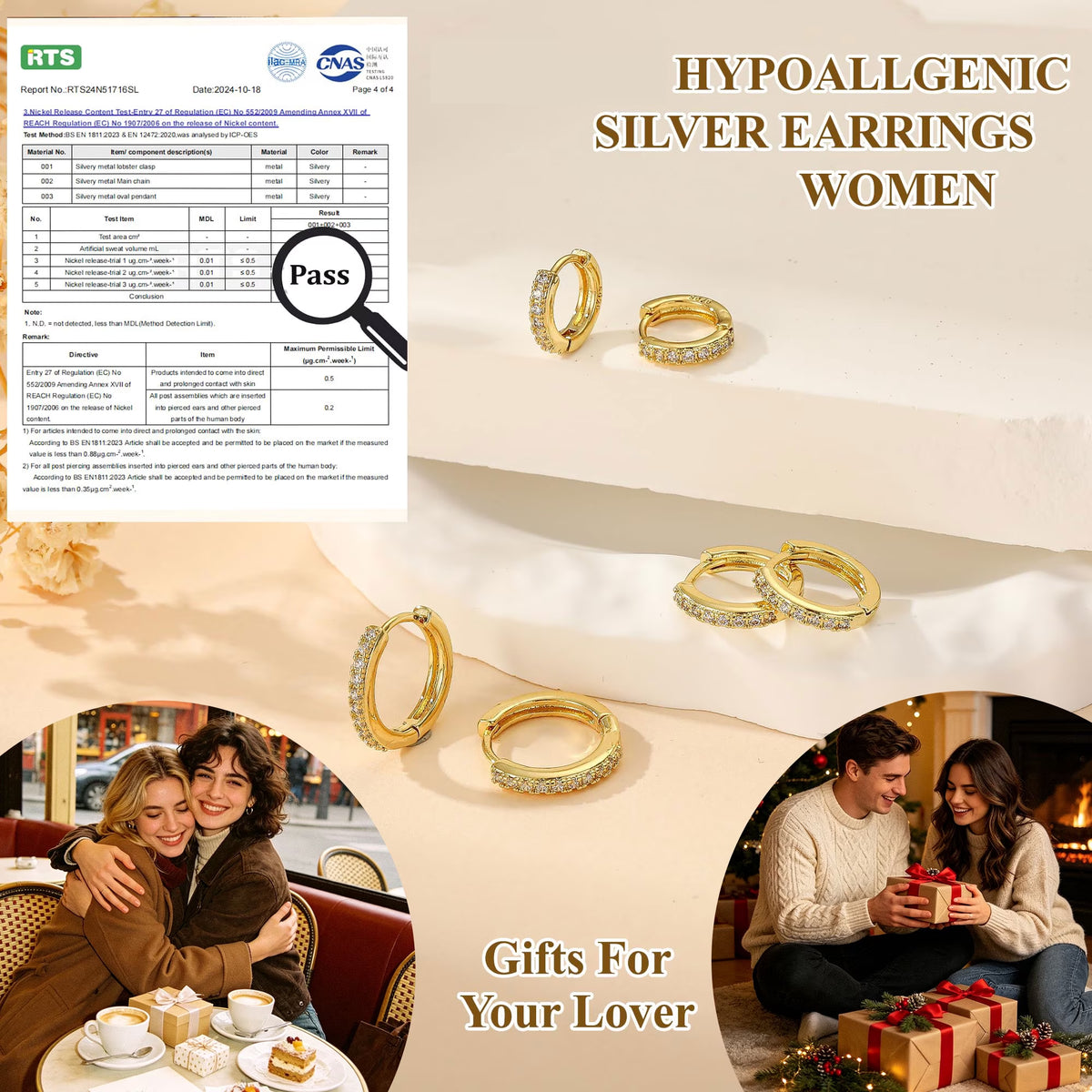 3 Pairs 18K Gold Plated Hoop Earrings for Women CZ Small Huggie Cartilage Hypoallergenic Earrings Set for Multiple Piercing Birthday Christmas Jewelry Gifts Teen Adult Stocking Stuffers