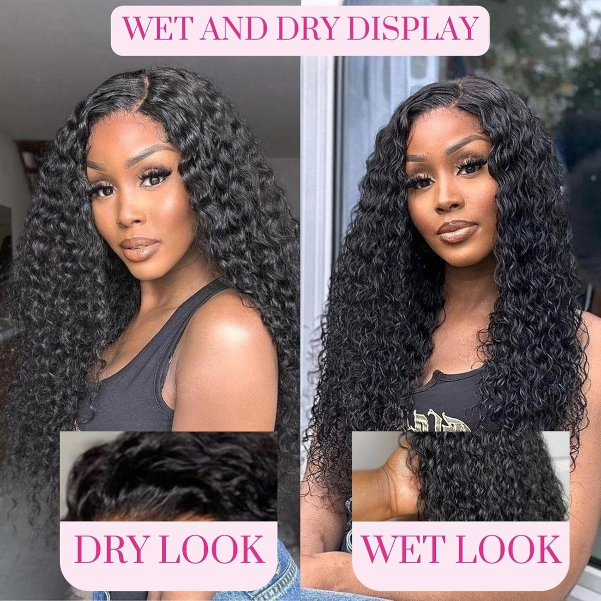 Glueless Wigs Human Hair Pre Plucked Pre Cut，Deep Wave Wig Human Hair 180 Density Hd 13X4 Lace Front Wigs Human Hair Unprocessed Curly Wigs for Black Women Human Hair Natural Black