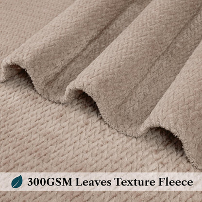 Soft Plush Fleece Throw Blanket for Couch Sofa Bed, Taupe, 50X60