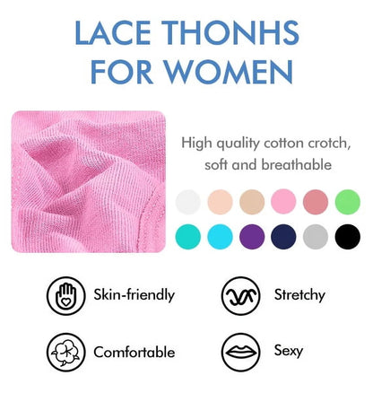 Sexy Lace Thongs for Women Thong Underwear Women Lace T-Back Panties Women Underwear Cotton Thongs Cheeky,8 Pack