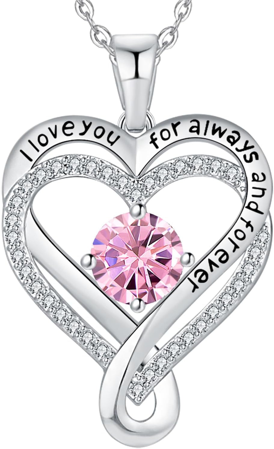 Jewelry for Women Wife Infinity Heart Birthstone I Love You Necklace S925 Anniversary Women Necklaces for Her Wife Birthday Gift Ideas, Birthday Present for Girlfriend Mom Daughter Sterling Silver
