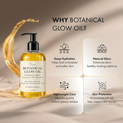 Botanical Body Glow Oil, Plant-Based, All Natural, 8 Oz (236 Ml)