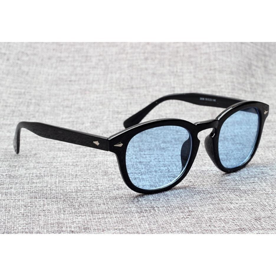 Blue Lens Sunglasses round Frame Retro Style Men&