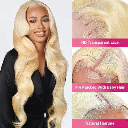 613 Body Wave Lace Front Wigs Human Hair Pre Plucked with Baby Hair 13X6 HD Lace Front Wig for Women Brazilian Virgin Body Wave Wig (32 Inch)