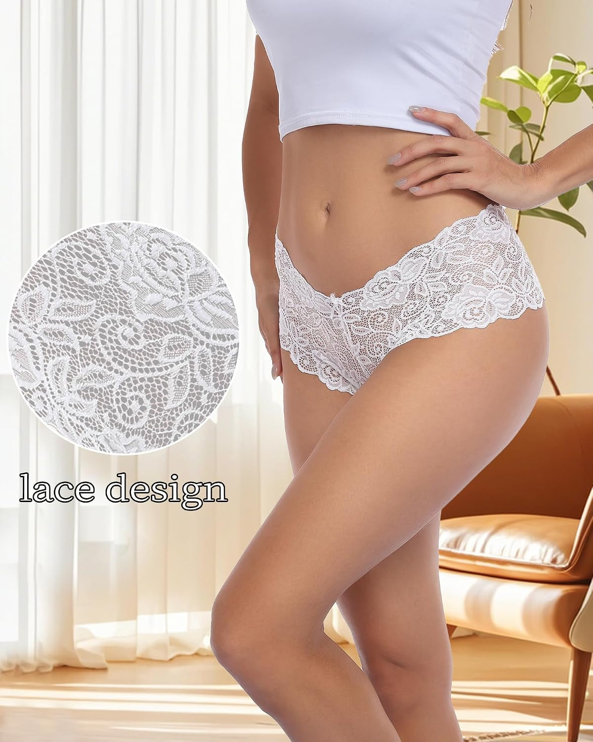 Lace Panties Womens Boyshorts V Waist Underwear Pack Cheeky Shorts