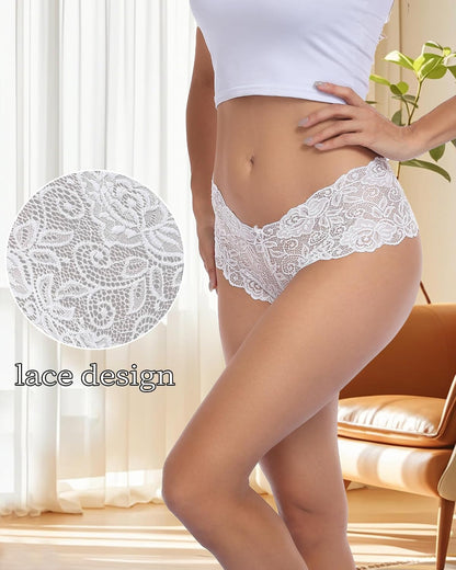 Lace Panties Womens Boyshorts V Waist Underwear Pack Cheeky Shorts